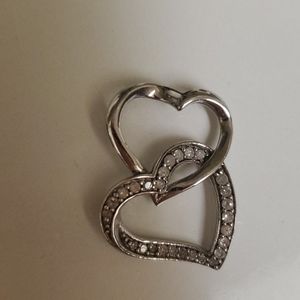 CZ Silver Interlocking Heart Pendant